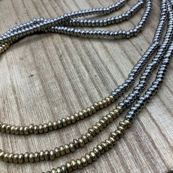 Lucky Brand Multi Strands Beaded Gold & Silver Tone Necklace - Picture 1 of 5